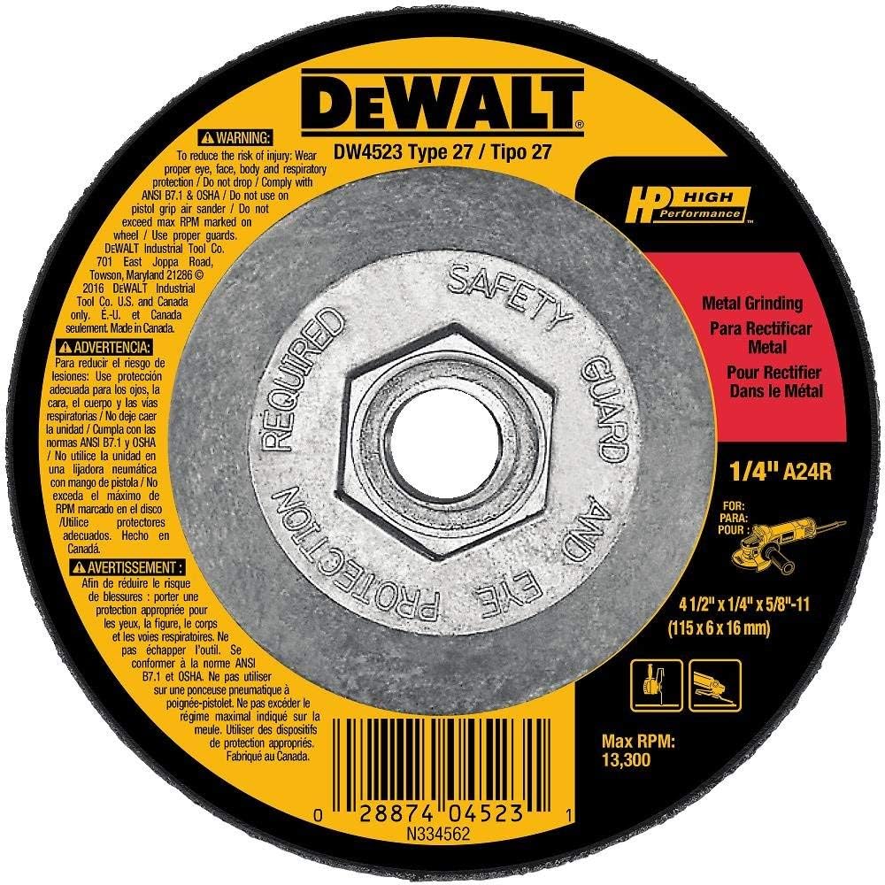 DEWALT Grinding Wheel, General Purpose for Metal, 4-1/2-Inch x 1/4-Inch x 5/8-Inch (DW4523) : Industrial & Scientific