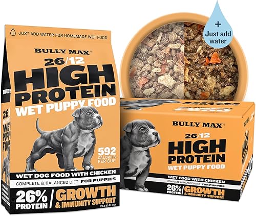 Miniatura 10 de Bully Max Wet Puppy Food - Alimento para perros deshidratado y fresco instantáneo con alto contenido de proteínas con pollo, crecimiento saludable