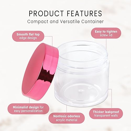 Miniatura 2 de Beauticom 12 recipientes transparentes redondos de acrílico de 1 onza con tapa superior plana, para cremas, lociones, maquillajes, cosméticos