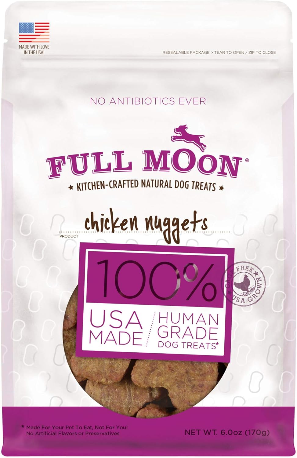 Full Moon All Natural Human Grade Dog Treats, Chicken Nuggets, 6 Ounce