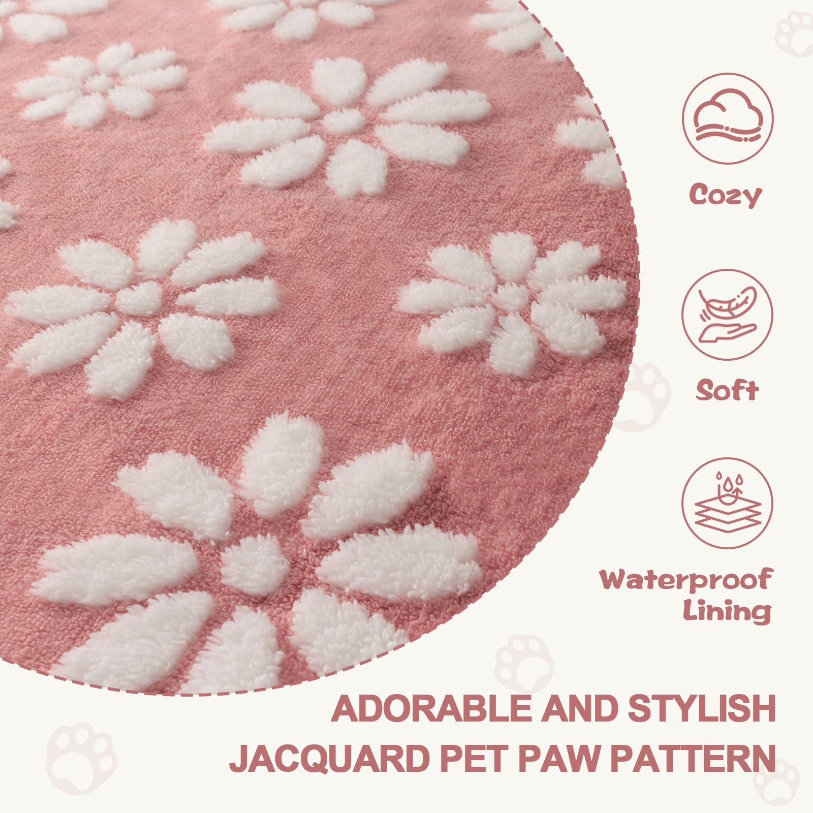 Yaning Waterproof Blanket for Dog Cat or Adult, Cute 3D Textured Flower Dog Blanket for Bed Couch Sofa, Soft Liquid Pee Proof Pet Furniture Protector, 60"x80", Pink