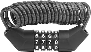 Helmet Lock,Portable Zinc Alloy and Steel Wire Bike Cable Lock,4 Digit Extendable Little Cable Lock, Anti-Theft Bike Helmet Lock,Password Lock for Bike Motorcycle Luggage Black