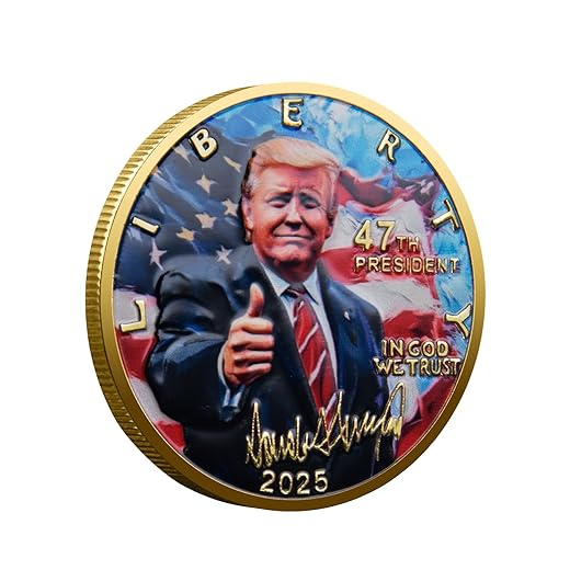2025 Donald J. Trump Commemorative Coin – Gold Plated, 3D Limited Edition Liberty Eagle 47th President Seal Replica – Historical Challenge Coin, Trump Supporter Gift, Second Term Collectible