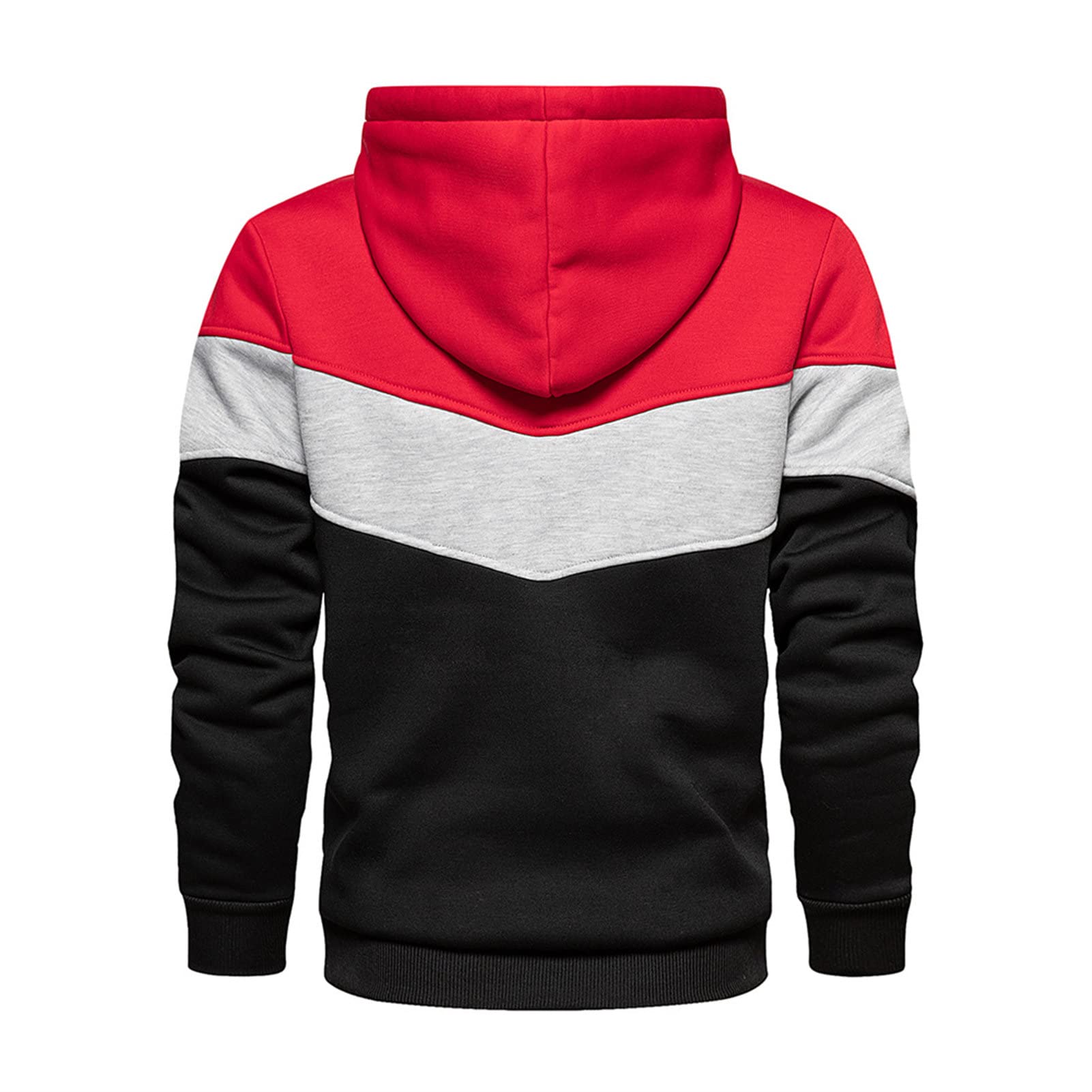 Maiyifu-GJ Camo Loose Fit Hoodies for Men Color Block Sport Hooded Sweatshirt Long Sleeve Contrast Color Pullover Hoodie (Red,XX-Large)