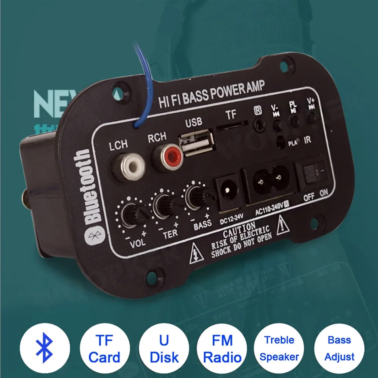 Woopker Scheda di decodifica amplificatore digitale 25-30W Amplificatore audio Fai da te USB Radio FM Lettore TF Subwoofer per auto