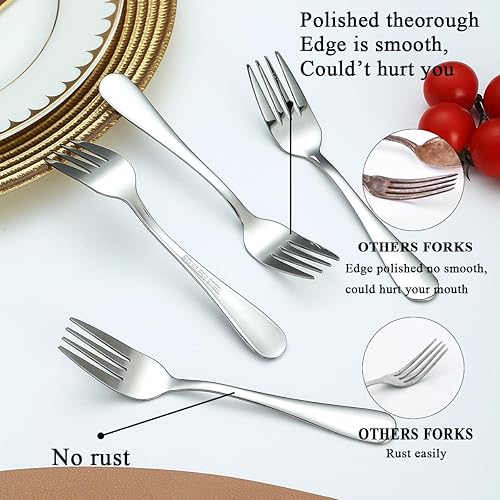 Miniatura 5 de Evanda Juego de 24 tenedores de postre de acero inoxidable de 5.62 pulgadas, tenedor de aperitivos para frutas, pasteles, queso, viajes de fiesta,