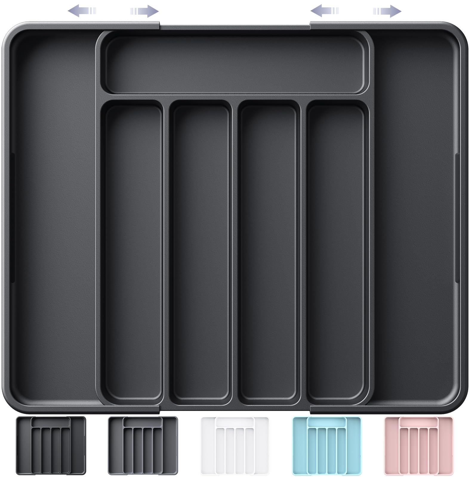 Organizador de cajones de cubiertos para cocina, bandeja de cubiertos ajustable para clasificación de utensilios sin esfuerzo, solución versátil de almacenamiento y organización de cocina