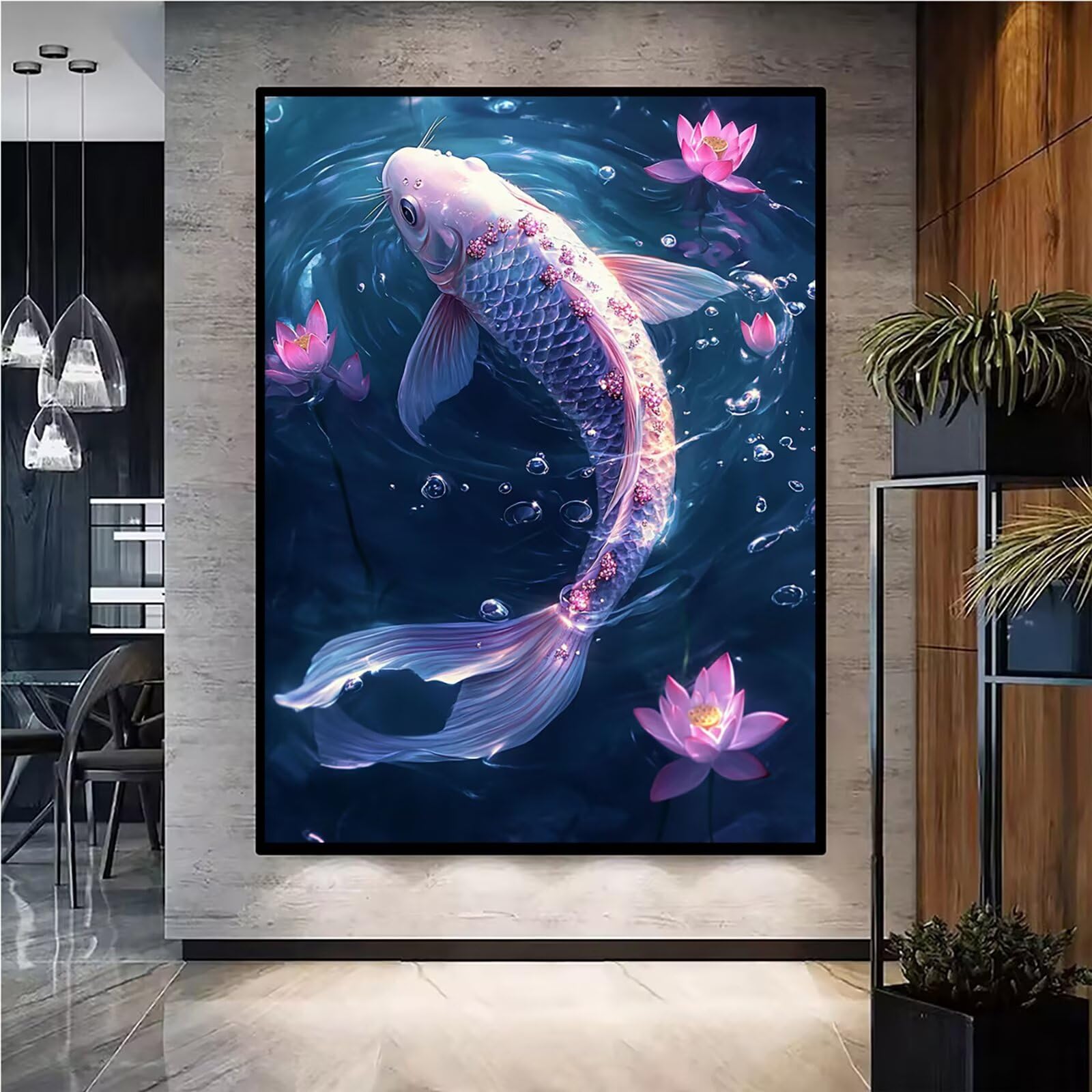 Diamond Painting Kit Completo, Diamond Painting Pescare, 5D Quadrato Pittura Diamante Kit Manualidades Adultos DIY Diamantini Crystal Art Disegni Ricamo Punto Croce Artigianale, 60x90cm Fiori j0-696