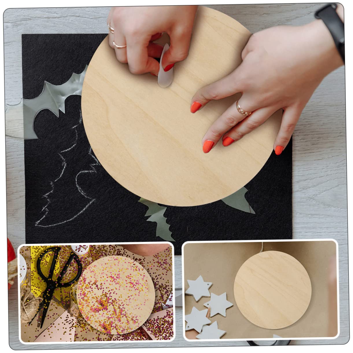 SEWACC 12piezas Discos De Madera Redondos Para Pintar y Manualidades Slices De Madera Sin Terminar Para Decoraciones