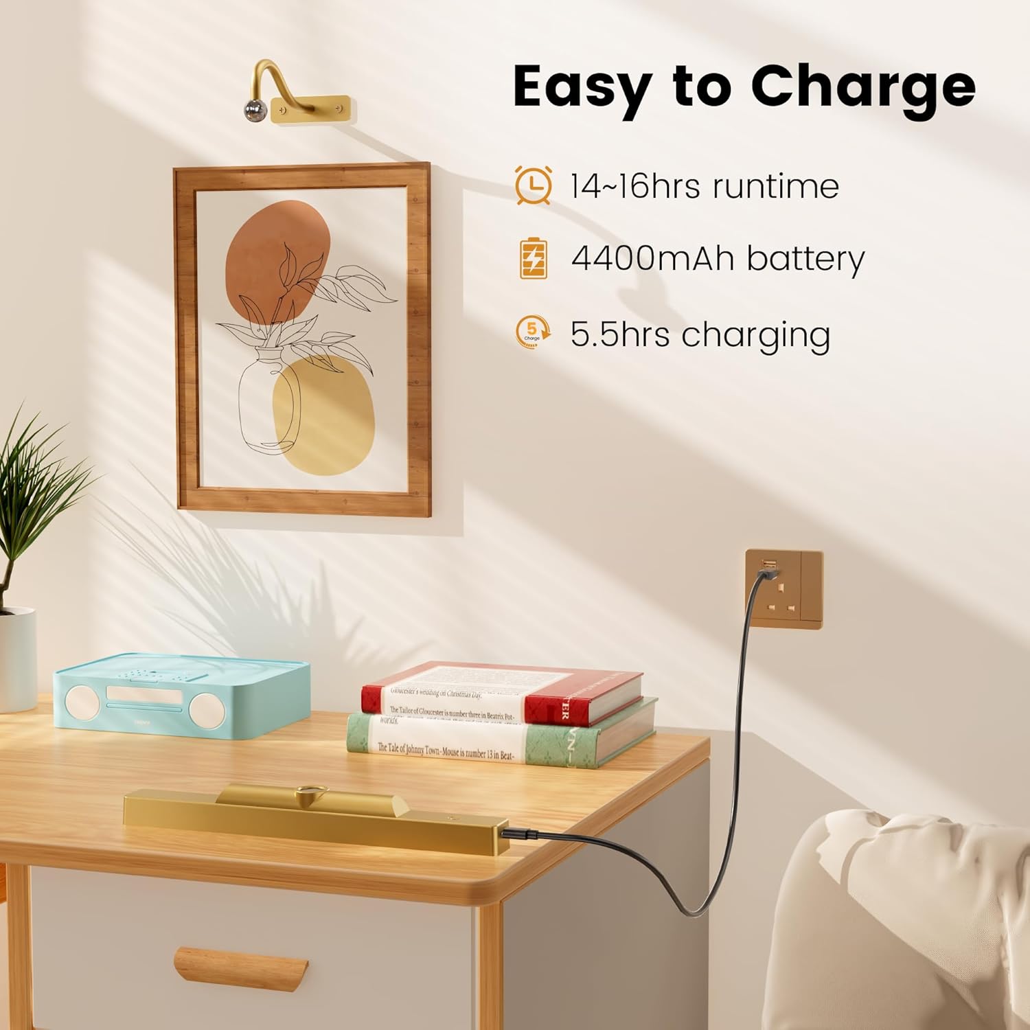 2Pack 16in with 12in 2sizes Picture Light_Brass,Dimmable LED with Remote 3CCT for Wall Art Gallery Display