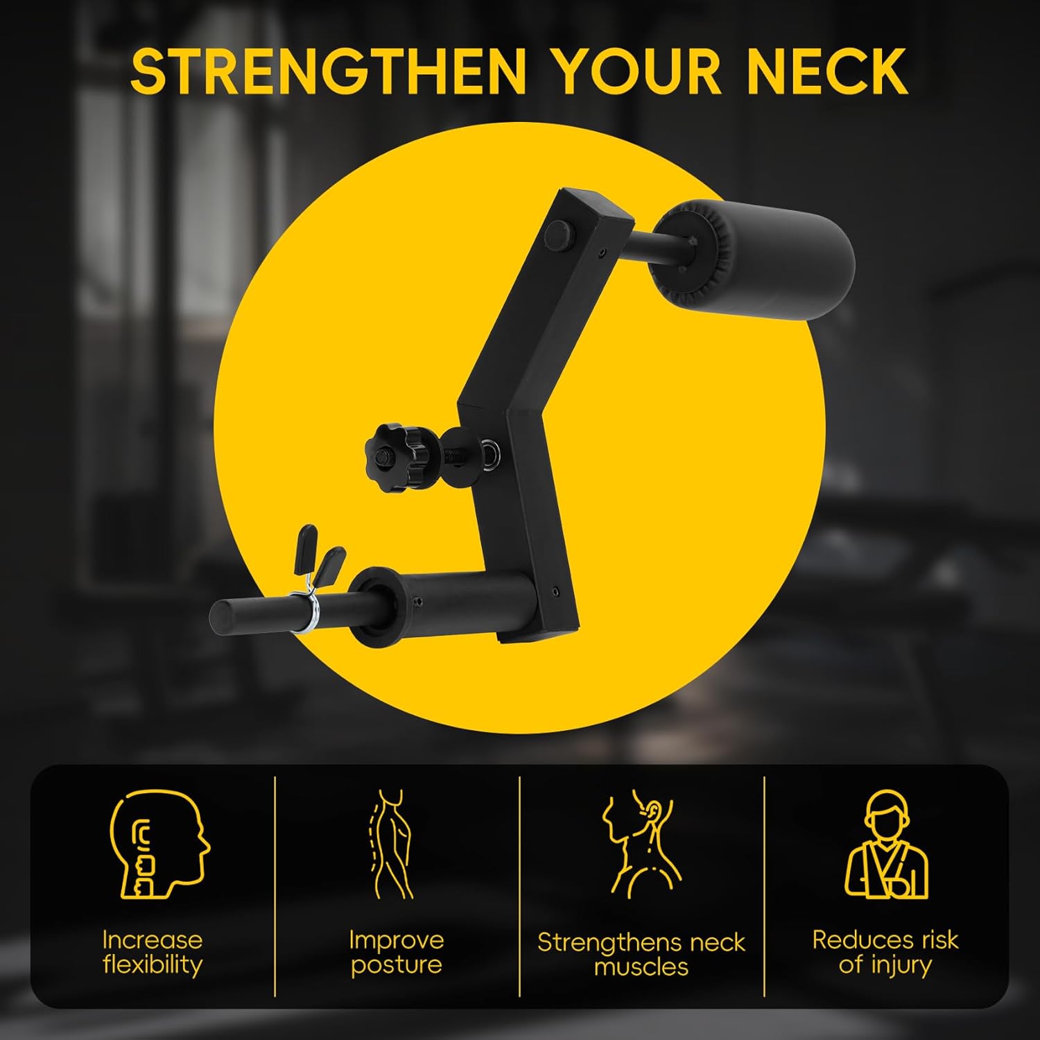 MARGAR Neck Trainer for Power Rack, 4-Way Neck Machine Attachment for 2x2 Cage, Neck Strengthener for BJJ, MMA & Football, Plate Loaded Neck Workout Equipment, 110LB Capacity