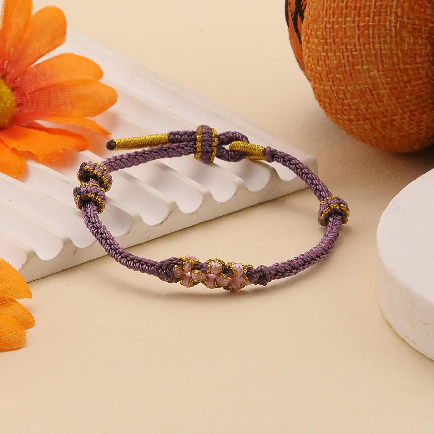 To My Granddaughter Bracelet "A Link That Can Never Be Undone"Peach Blossom Bracelet,Adjustable Braided Bracelet for Women, Inspirational Birthday Jewelry Christmas Stocking Stuffers for Women (Purple) - Image 7