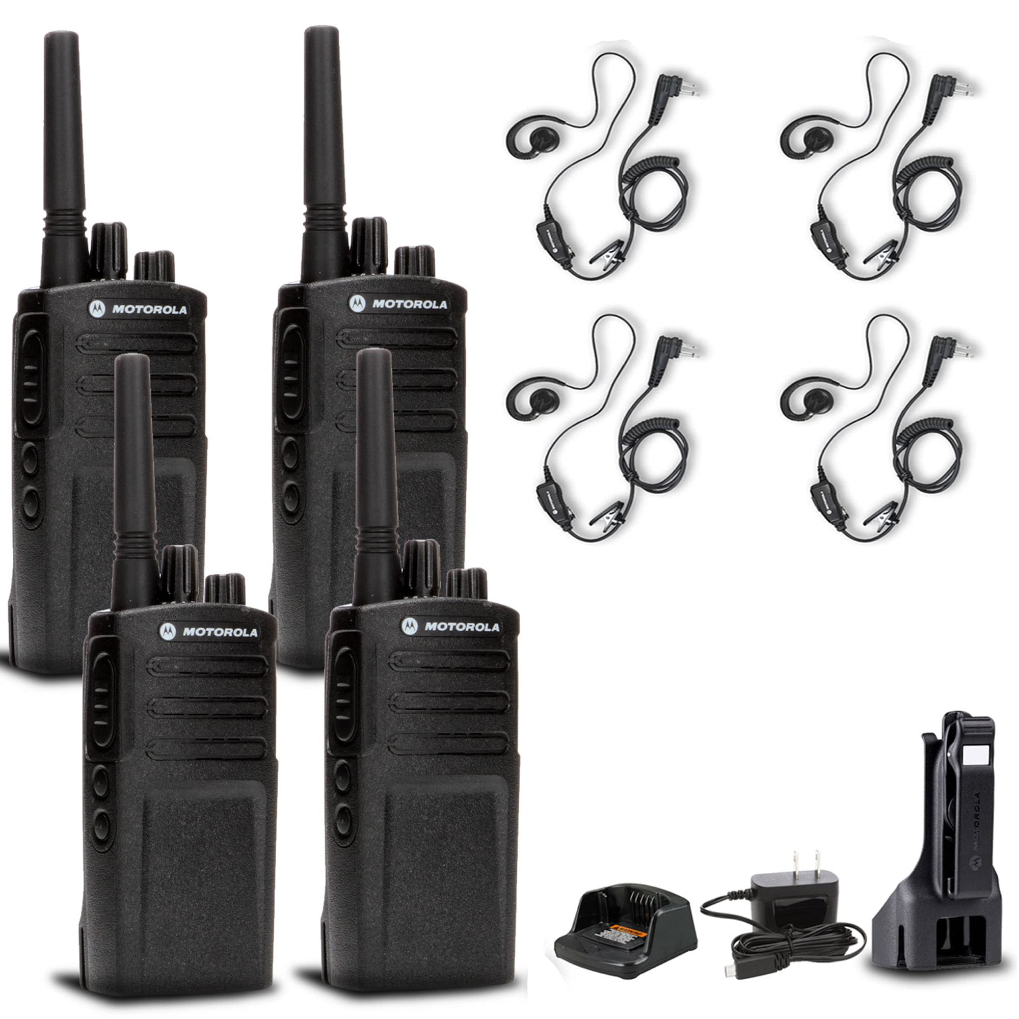 4 x Motorola RMV2080 On-Site 2-Way Business Radio (RMV2080) + 4 x Motorola HKLN4604 PTT Earpiece