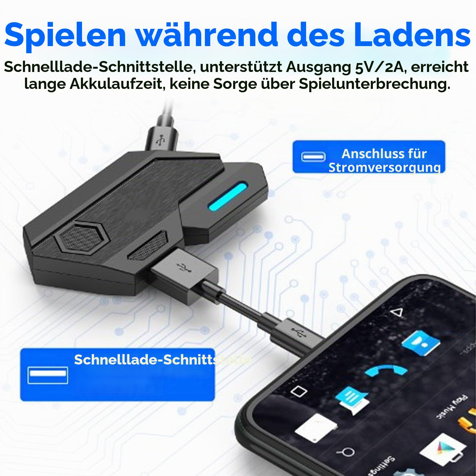 Garsent RGB-Gaming-Tastatur-Maus- und Konverter-Kombination, Einhand-Tastatur-Maus-Adapter für Mobile Spiele, 4-in-1-Kombipaket für Mobile Spiele, Telefonhalter-Set