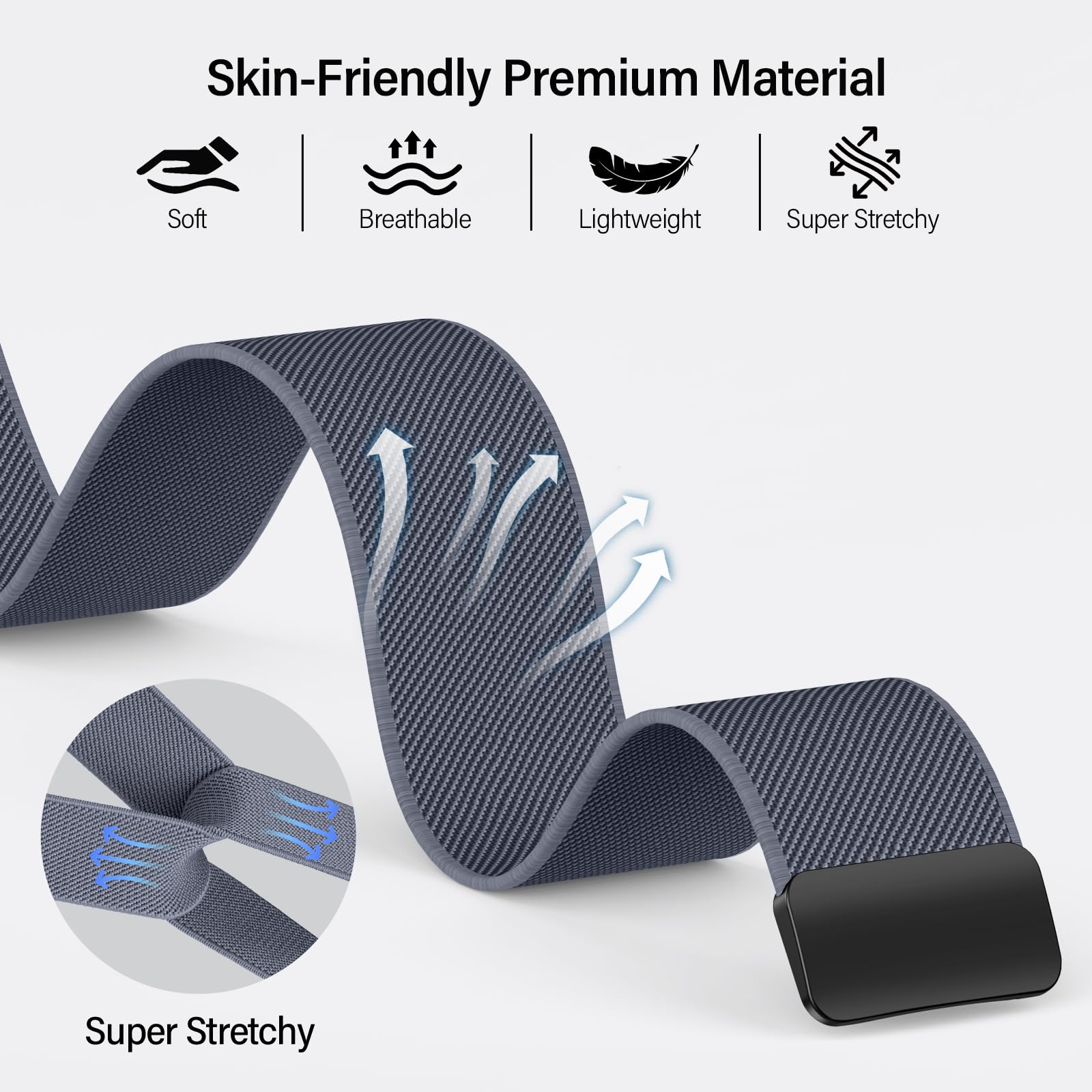 Higgs Nylon Cinturini Compatibile con Cinturino Apple Watch 44mm 45/46mm 49mm 40mm 38/41mm 42mm, Elastico e Impermeabile con Chiusura Magnetica Adatto a Serie 11 10 9 8 7 6 5 Se