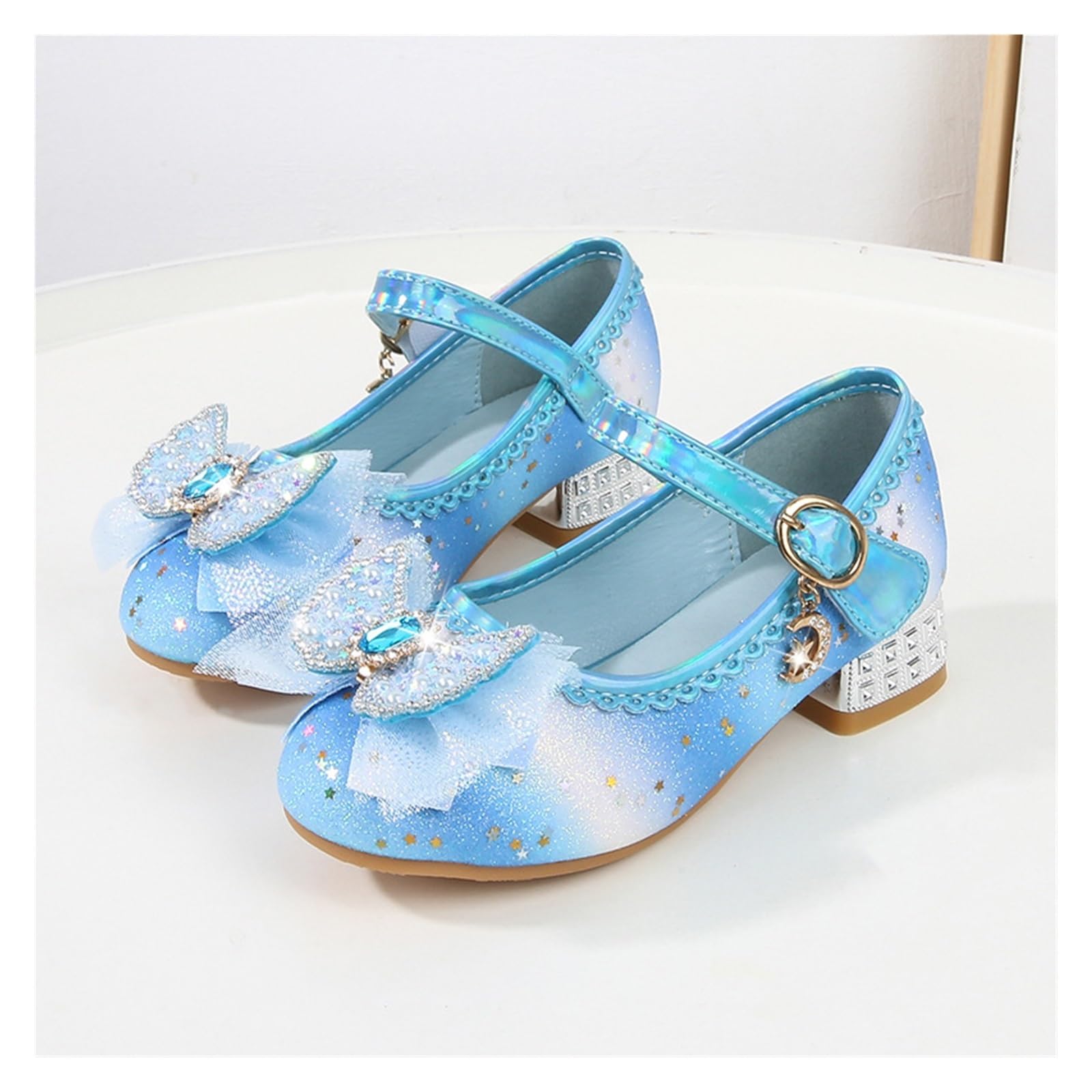 Scarpa Da Ballo Per Bambini Con Glitter Scarpe in pelle for bambini Glitter Arcobaleno Scarpe da principessa for ragazze Festa Matrimonio Paillettes Fiocco Scarpe singole for bambini con tacco alto Pe