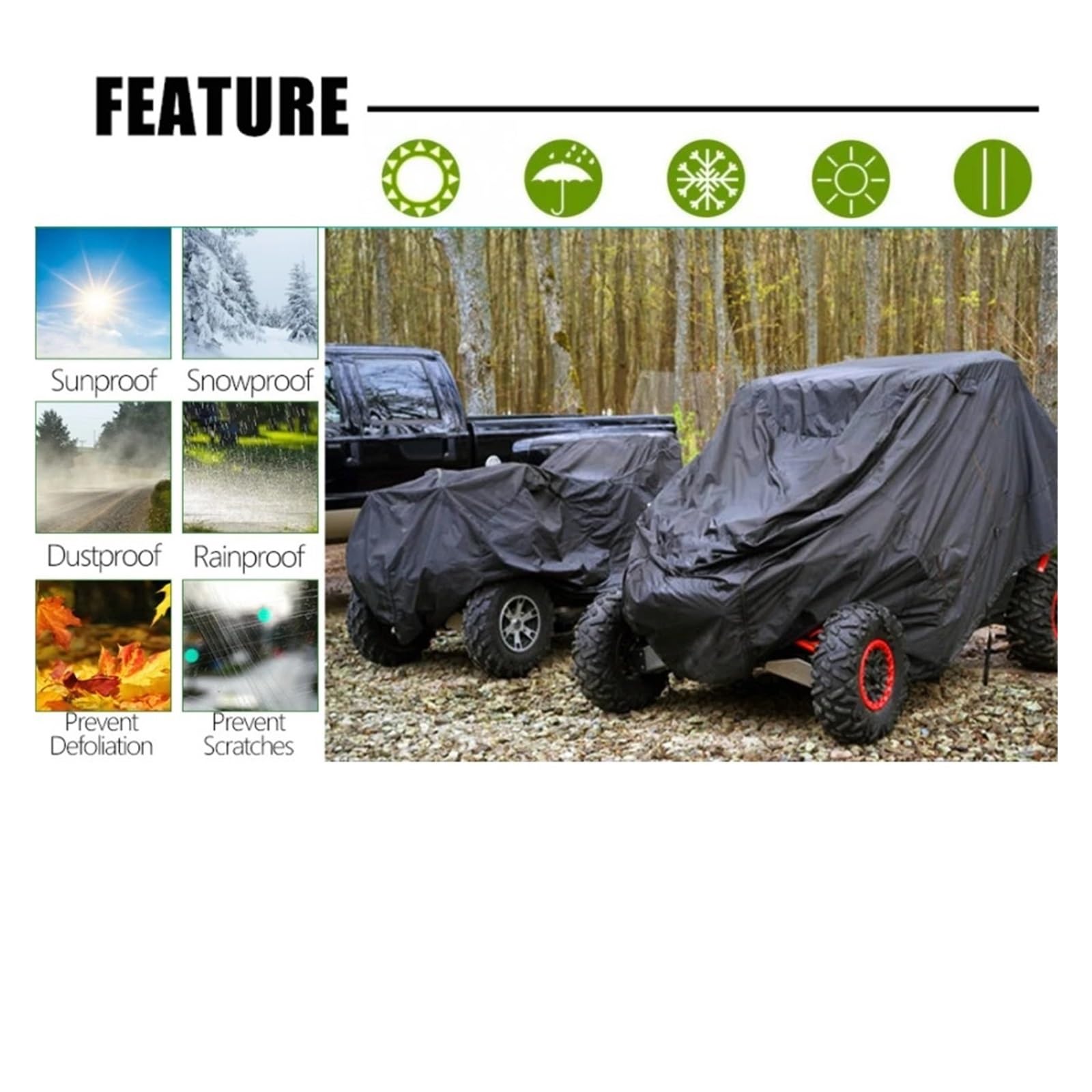 Motorradgarage Winterfest Passend Für Grizzly wasserdichte Motorrad-Abdeckung Quad-Bike ATV Fahrzeug Strandschutz Für Polaris Sportsman(Camouflage)