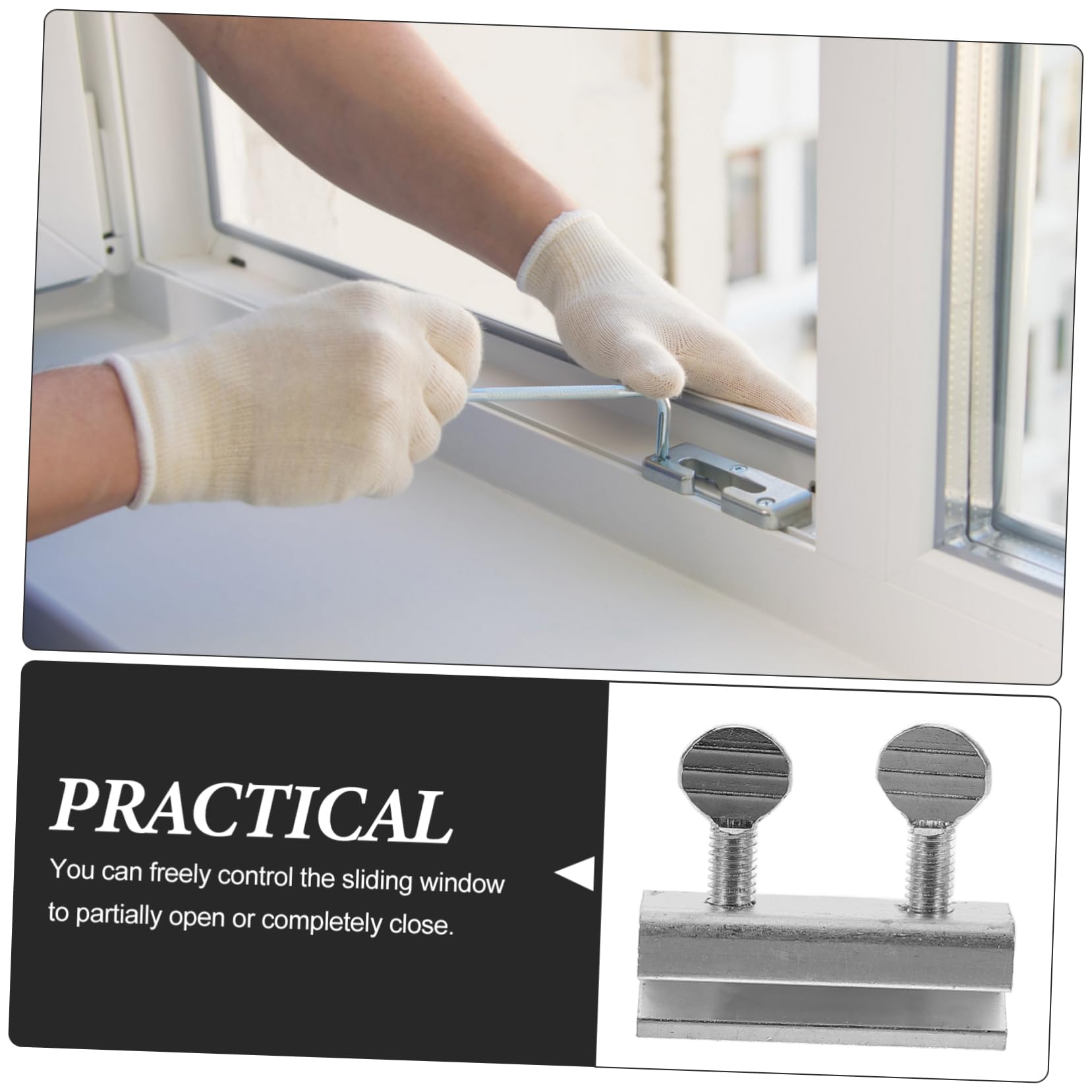 VILLCASE Cerraduras de Seguridad para Ventana Corredera Horizontal, Aluminio Ajustable, 12 Piezas, con Llave, para Casa y Oficina