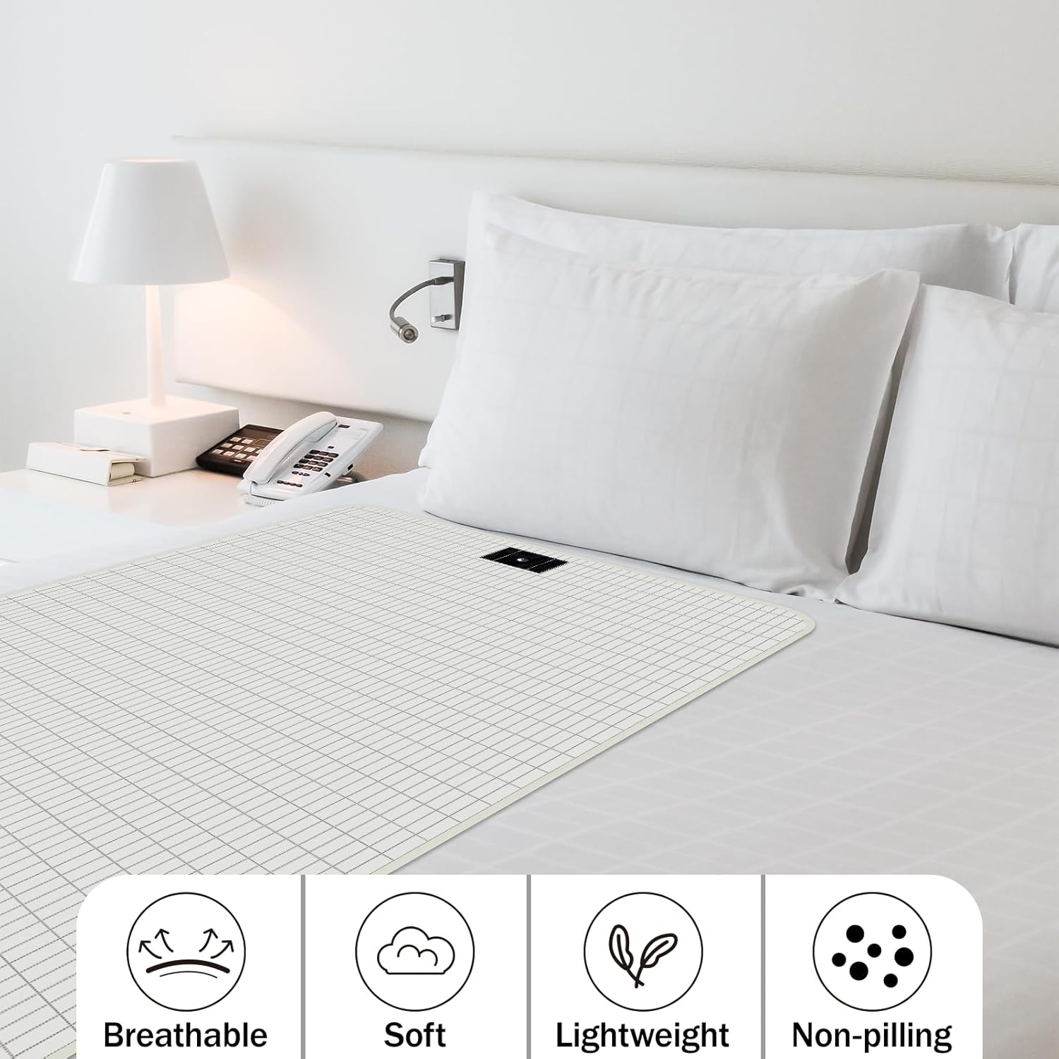 Grounding Blanket, Grounding Throw Blanket for Bed, Earth Connected Flannel Grounding Bed Sheets with Pure Silver Fiber for Improved Sleep, Reduced Stress (47"x59", Beige)