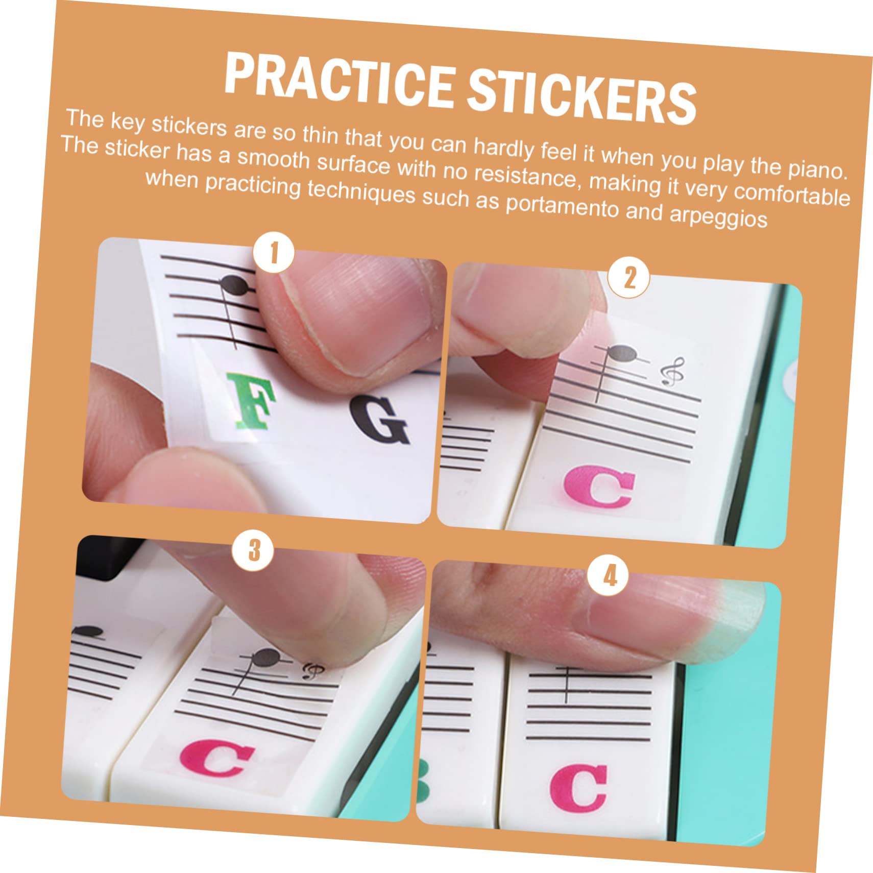 SAFIGLE Keyboard Stickers 3 Pack Harmonica Practice Decals Child Piano Stickers Accordion Learning Decals Boys and Girls Instruments
