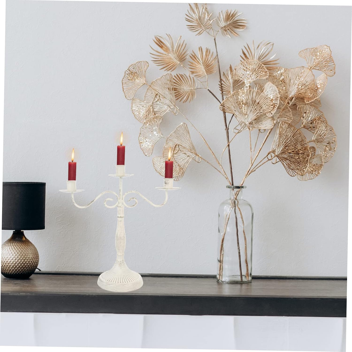 Antique Candelabra Pillar Candle Holder Iron Candlestick Home Office Decor for Friends