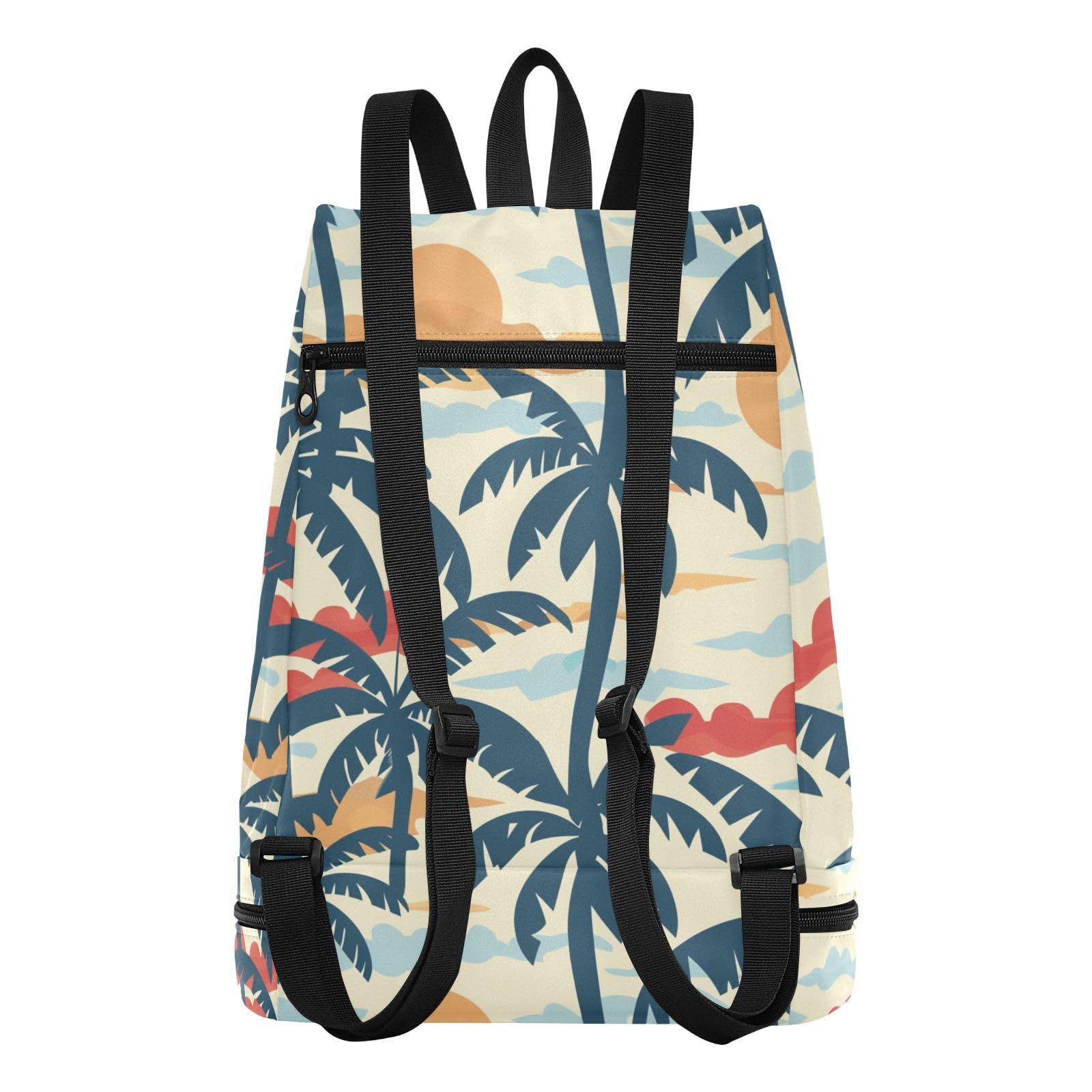 Zaino da spiaggia in stile hawaiano con coulisse, senza cuciture, borsa da spiaggia con scomparto per bagnato e asciutto