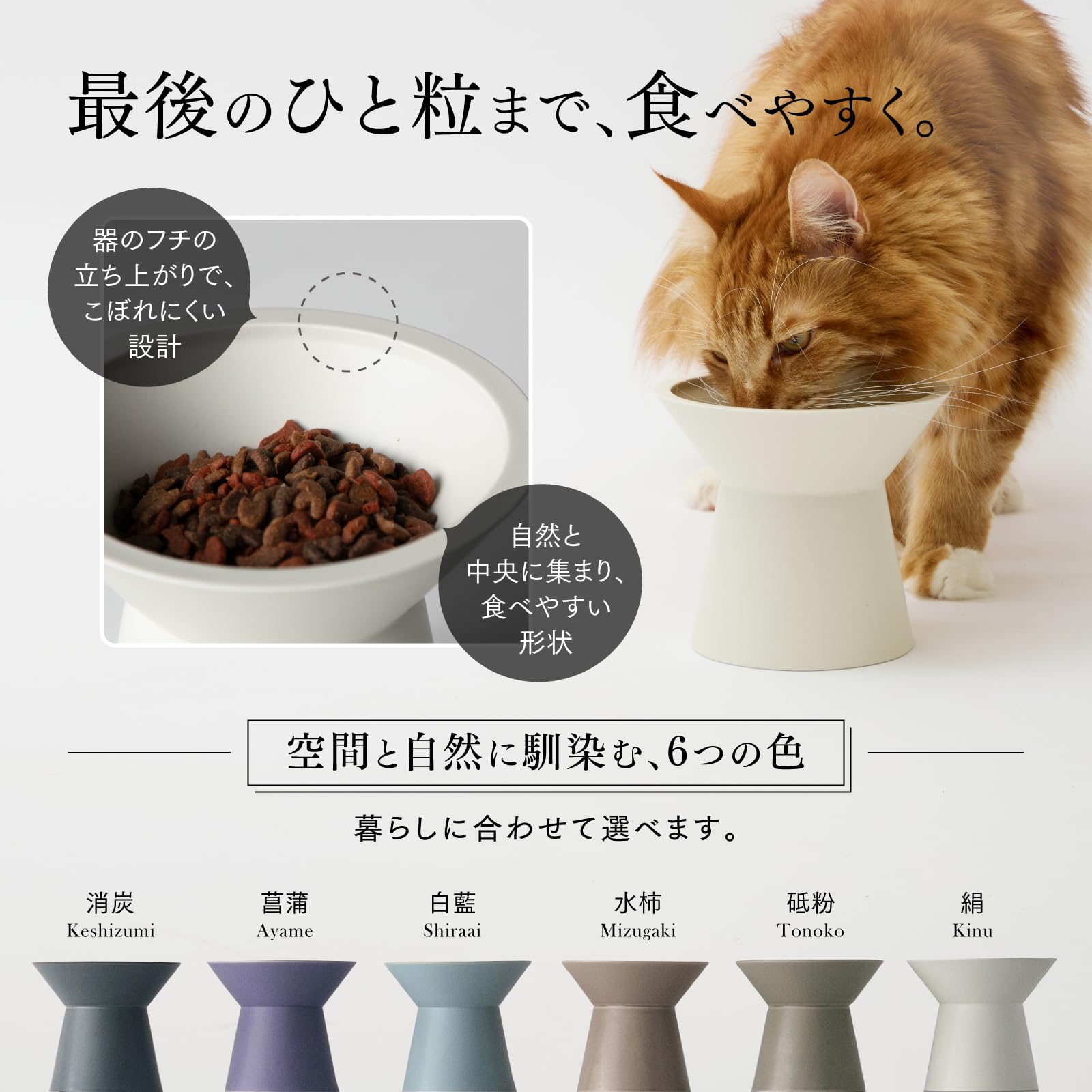 Amazon | 【最後まで食べやすい設計】&CAT 猫 フードボウル 高さ13cm