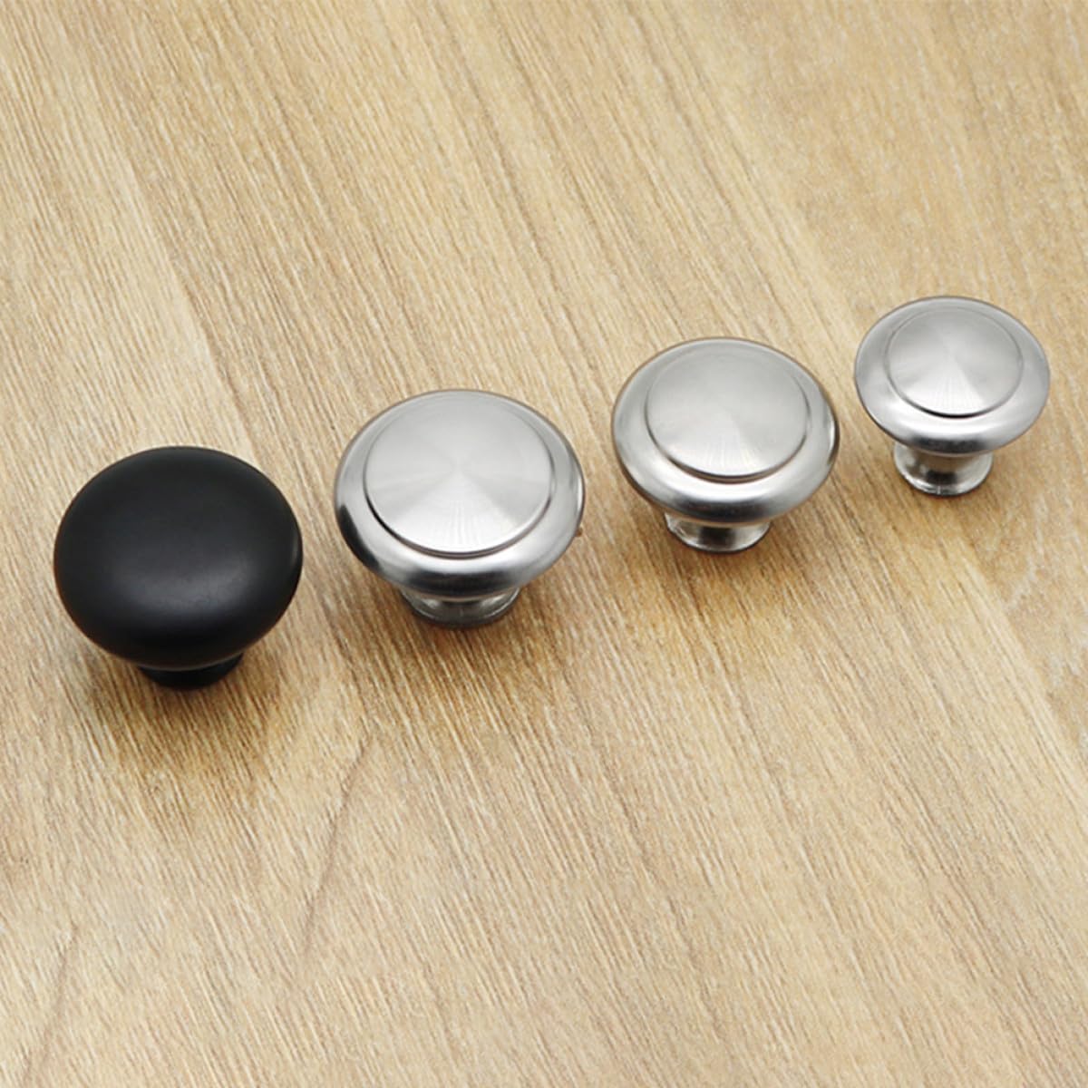30pcs Round Stainless Steel Drawer Knobs Black Cabinet Pulls Kitchen Cupboard Hardware for Furniture