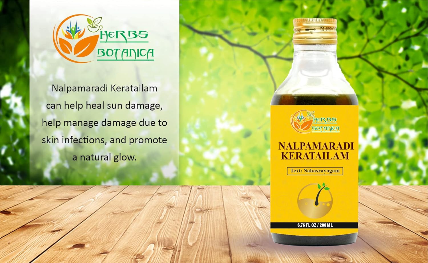 Herbs Botanica Nalpamaradi Thailam Keratailam Ayurvedic Oil With Turmeric Oil for Skin, Face & Body with 15 Ayurvedic Herbs 6.76 Fl Oz - Image 4