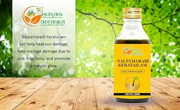 Herbs Botanica Nalpamaradi Thailam Keratailam Ayurvedic Oil With Turmeric Oil for Skin, Face & Body with 15 Ayurvedic Herbs 6.76 Fl Oz