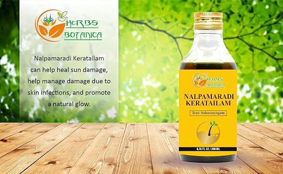 Herbs Botanica Nalpamaradi Thailam Keratailam Ayurvedic Oil With Turmeric Oil for Skin, Face & Body with 15 Ayurvedic Herbs 6.76 Fl Oz