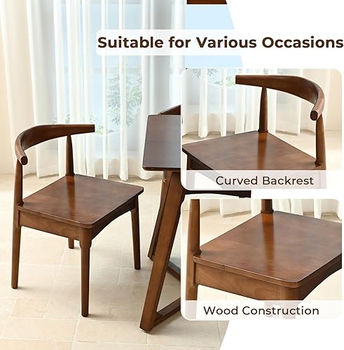 Miniatura 5 de DELAVIN Juego de 4 sillas de comedor de madera maciza, sillas de cocina con patas de madera de roble macizo, sillas de comedor con respaldo de