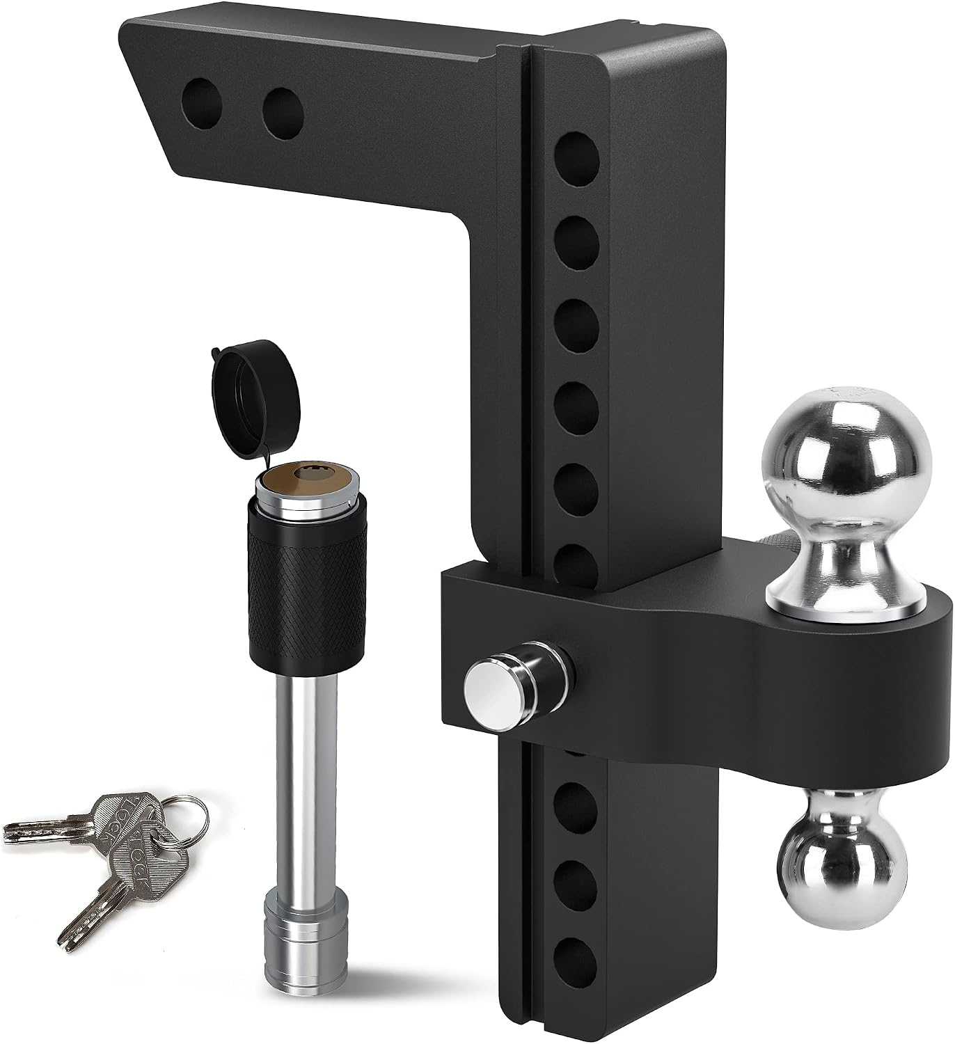 Frее Shірріng оƒƒеr YITAMOTOR Adjustable Trailer Hitch Ball Mount w/Forged Aluminum Shank, 10-Inch Drop/Rise, Fits 2-Inch Receiver, 2'' & 2-5/16'' Combo Aluminum Tow Balls with Double Stainless Steel Pins and Locks