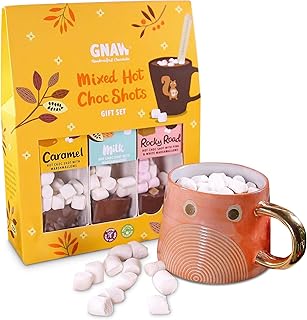 Gnaw Choc Shot Hot Chocolate Gift Set, Luxurious & Rich Hot Chocolate Gifts For Any Occasion,3 Classic & Moreish Flavours Included In All Hot Chocolate Sets, Milk Hot Choc, Caramel & Fudgy Rocky Road
