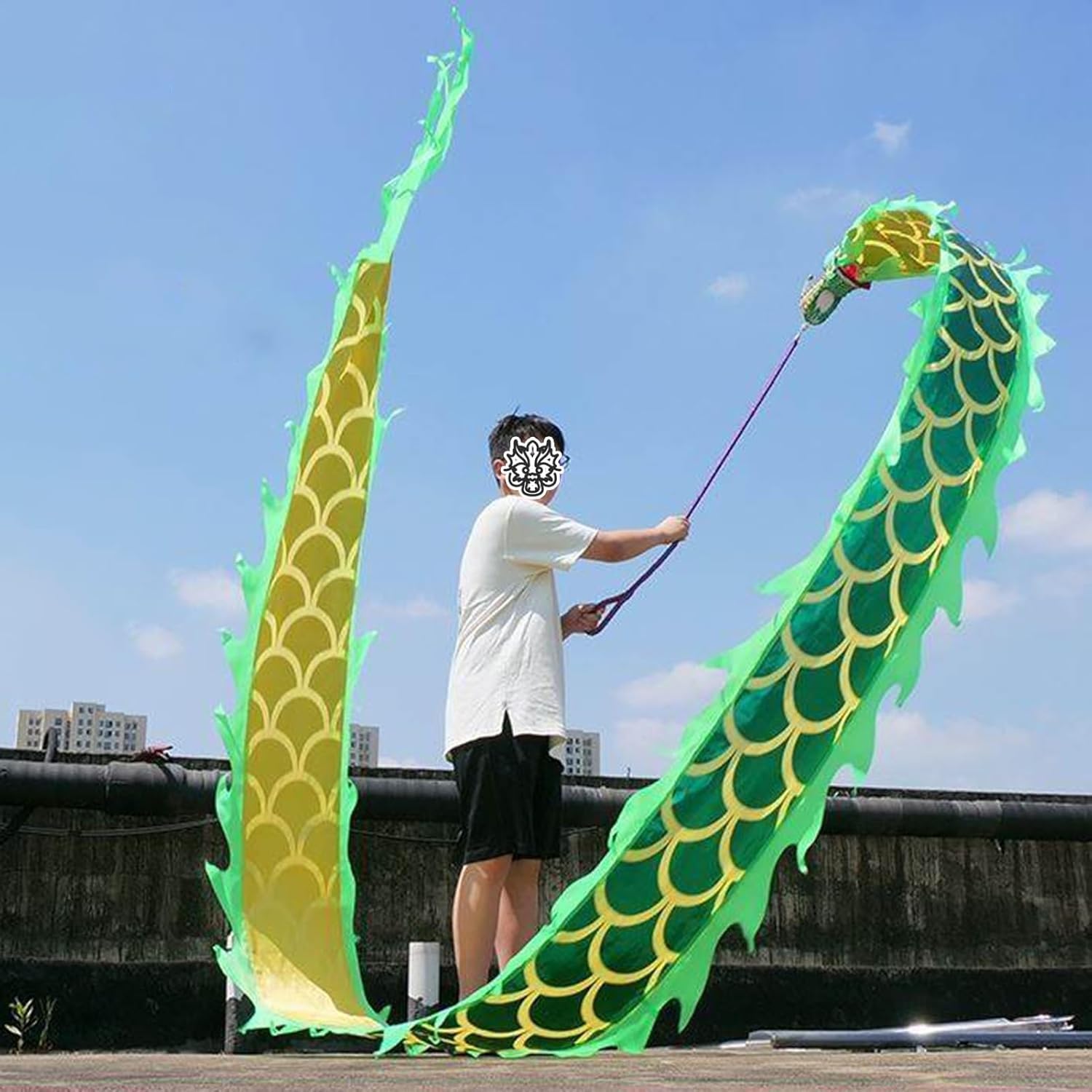 Cinta de dragón POI verde para juegos infantiles al aire libre y fitness