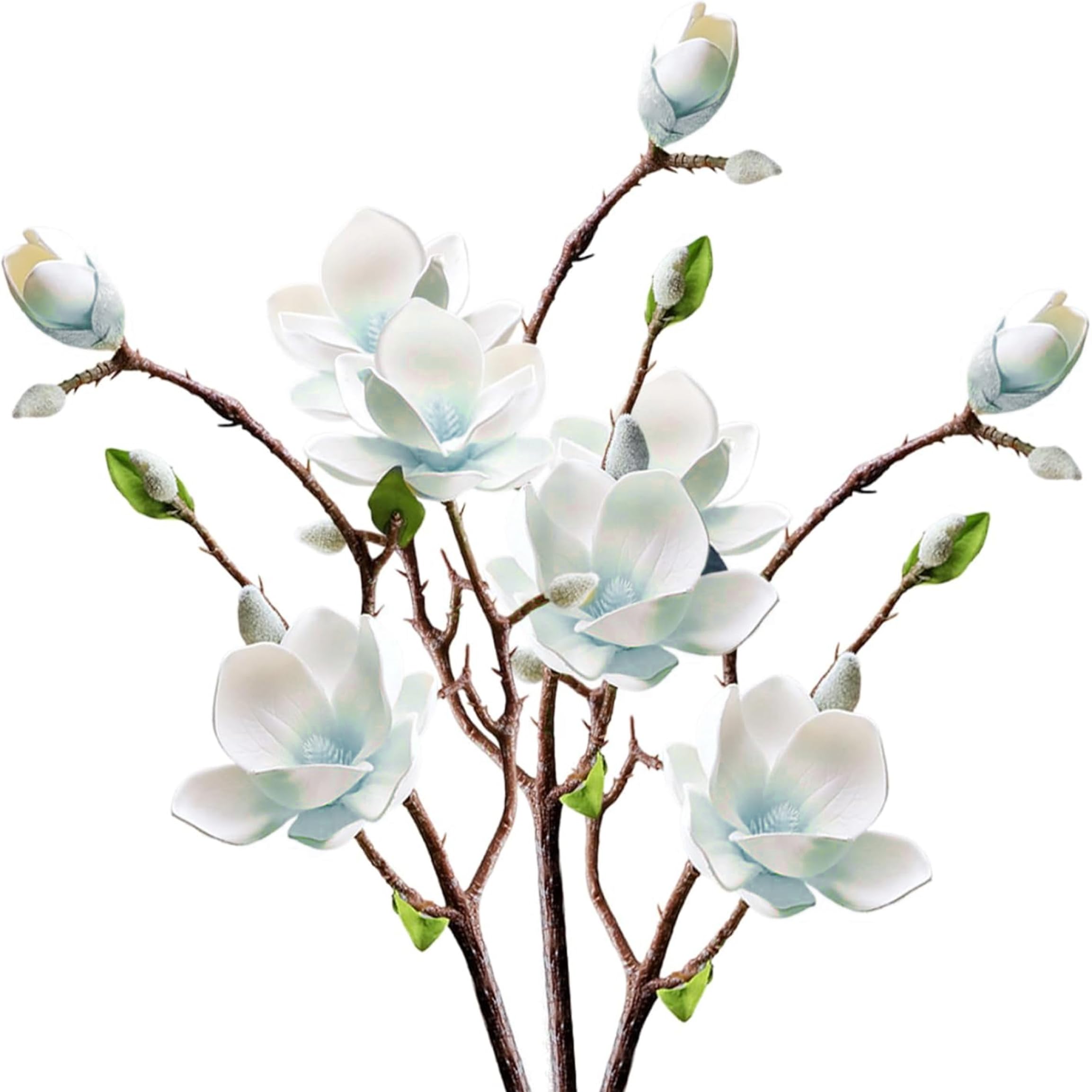 Magnolias artificiels : ne fanez plus vos bouquets | 3 tiges flexibles de 20 pouces