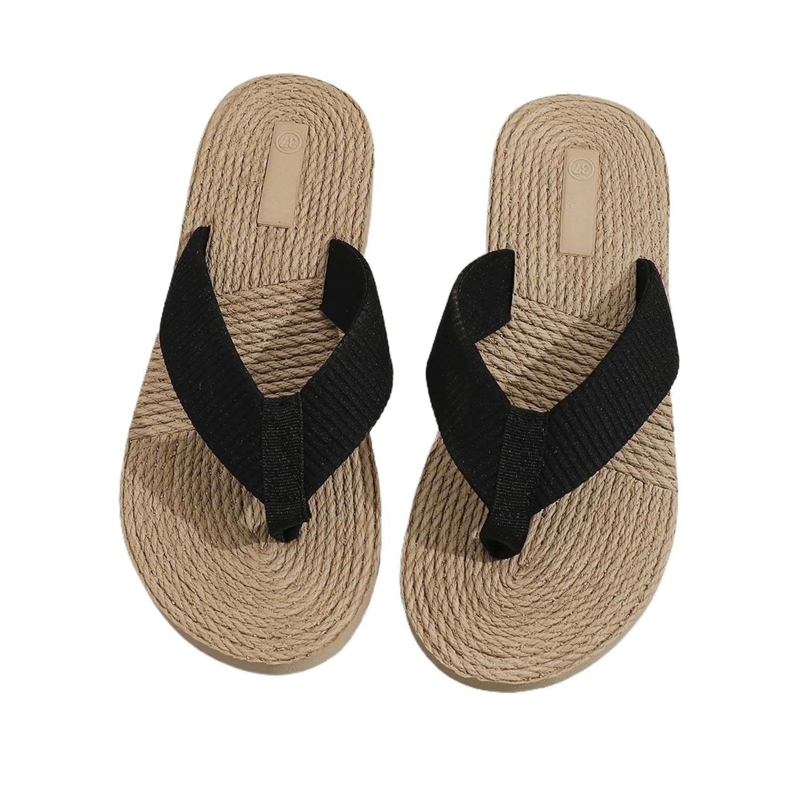 GIJMZY Women's Trend Non-slip Wear Comfortable Soft Sole Lightweight Cool Mid-heel Flip-flops(Black,37)
