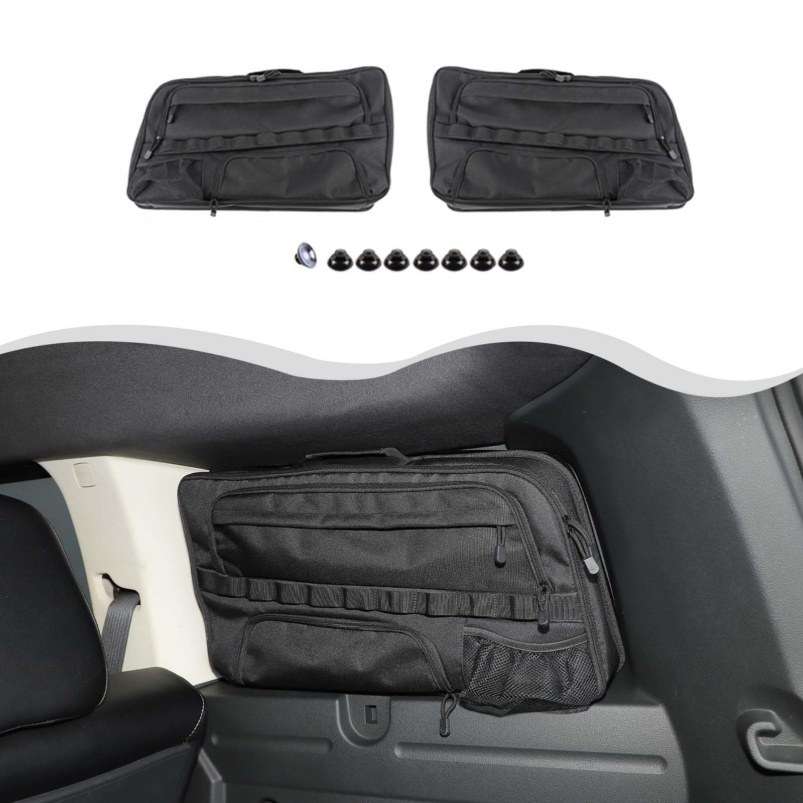 HTHE for Dodge Nitro Rear Window side Storage Bags 2007-2012 Compatible with Dodge Nitro Storage Organizer Bags Accessories (for Dodge Nitro Black 2pcs/Set)