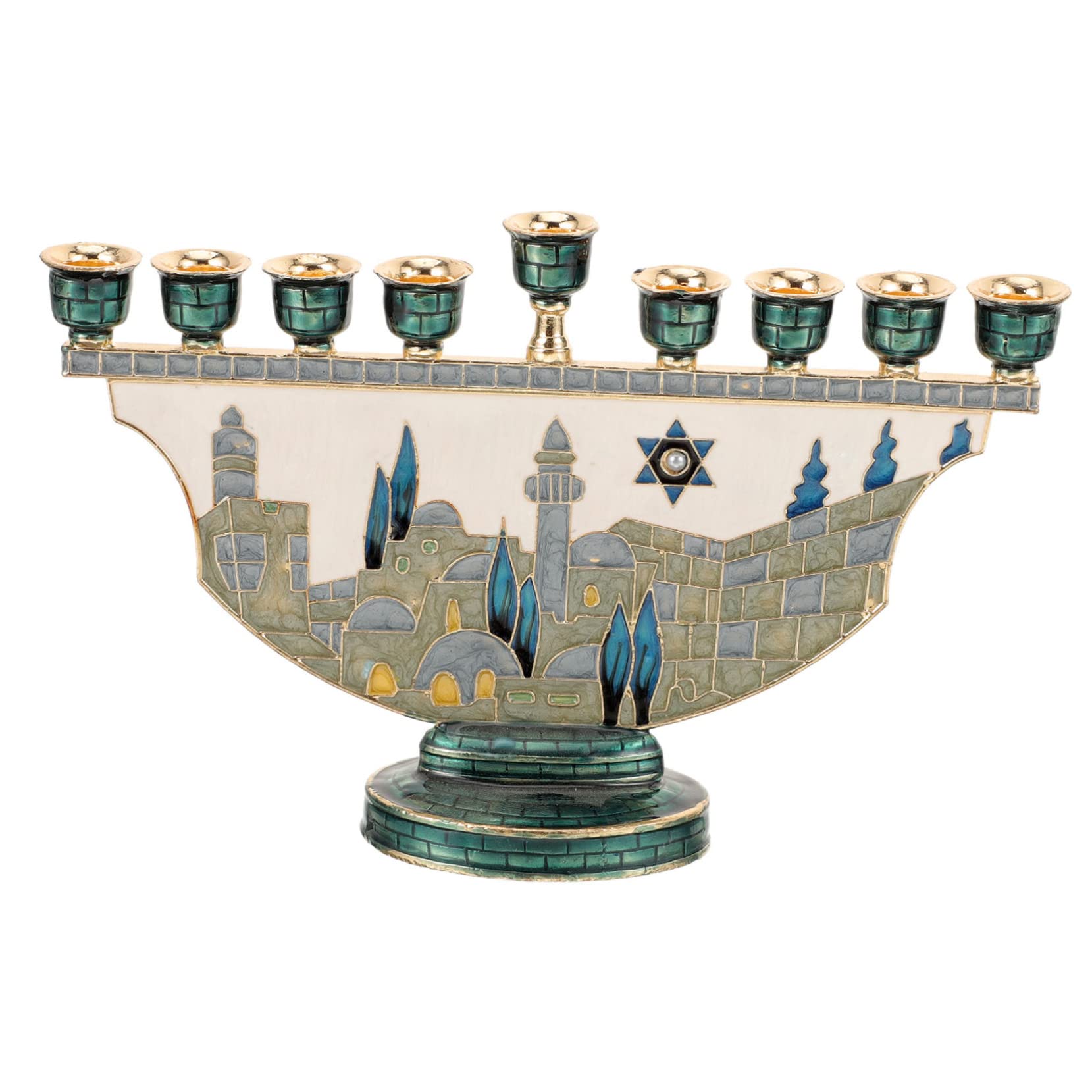 Alipis 2 Piezas candelero de jerusalén Menorah Hanukkah Home Decor portavelas Janukia de 9 Ramas candelabros de shabat candelabros para Centro de Mesa para Metal