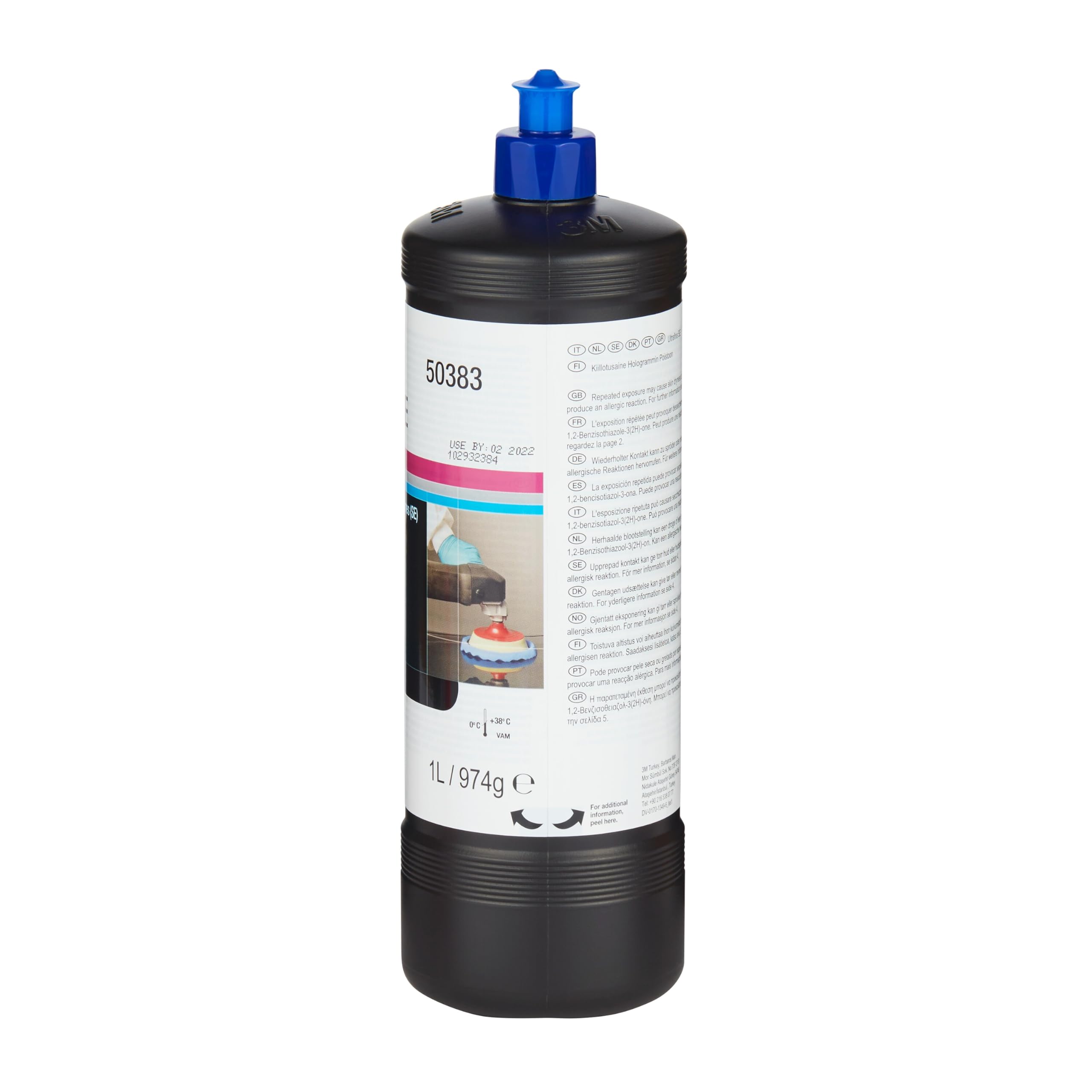 3M Perfect-It Ultrafina SE Politur, 50383 - Zur Beseitigung von Wirbelspuren und Hologrammen selbst auf dunklen Fahrzeuglacken, Lackpolitur, 1 L Flasche