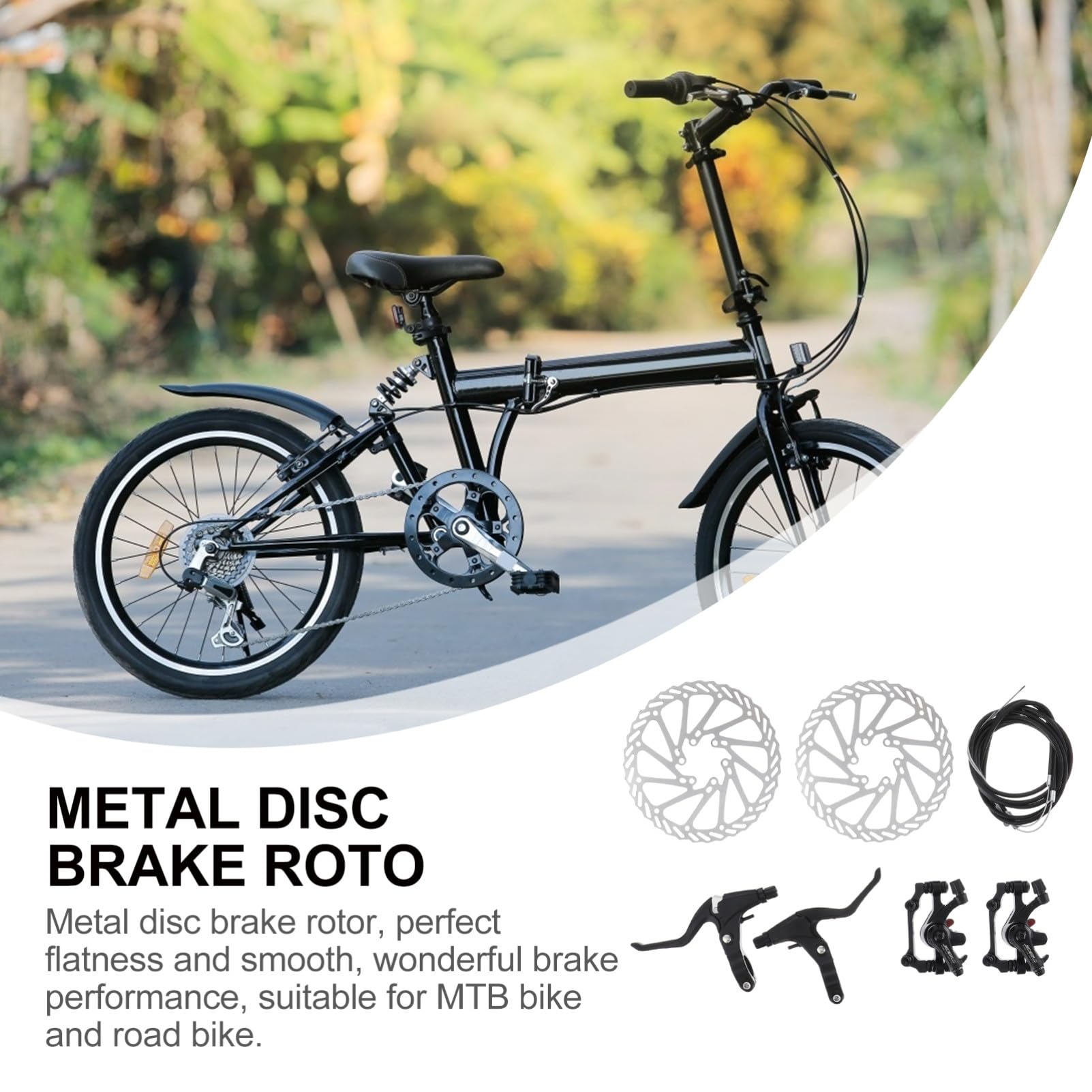 Sosoport Fahrrad Scheibenbremsen Satz Mountainbike Rennrad Metallscheibe Bremshebel Schaltzug Bremsrotor für Offroad und Straßen