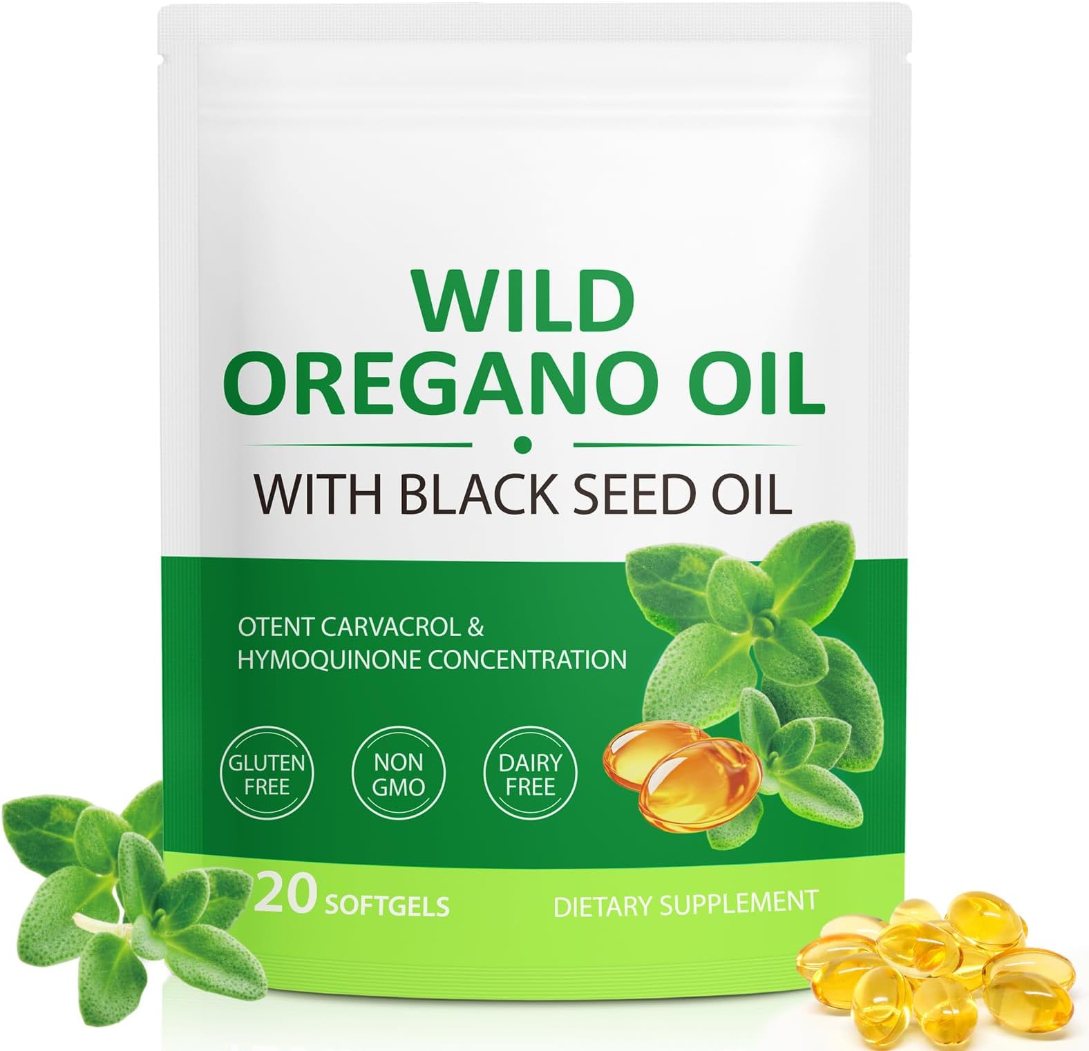 MXCZBSM Oregano Oil Softgels Organic, 2 in 1 Oil of Oregano with Black Seed O...
