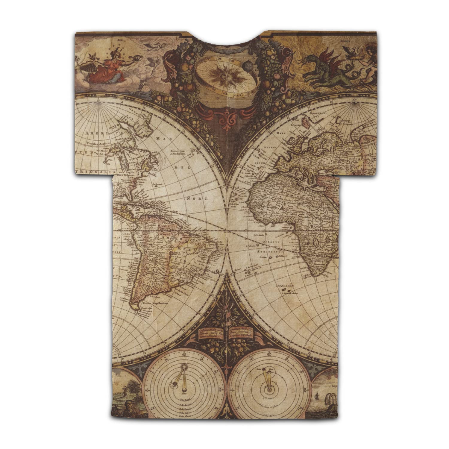 Vintage World Map Jersey Bottle Cooler