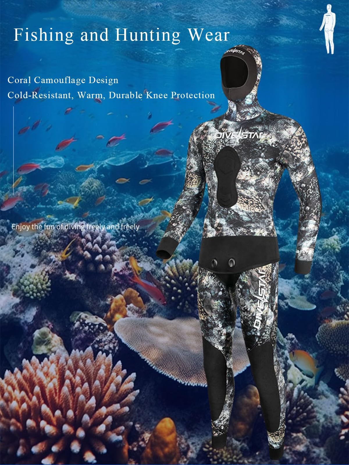 Mute Termiche Mimetiche In Gomma per Uomo E Donna Set Da Pesca Subacquea E Immersioni In Stile Split Da 3 mm/5 mm/7 mm