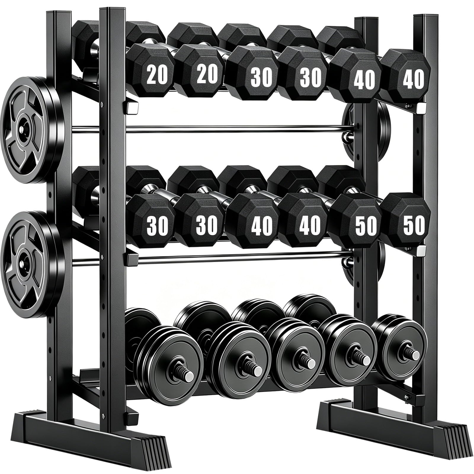 Photo 1 of * PARTS ONLY PARTIAL SET**
3-Tier Dumbbell Rack, 1300LB Capacity Adjustable Weight Rack for Home Gym, Heavy-Duty Weight Storage Rack for Dumbbells Kettlebells & Barbells (Rack Only)
