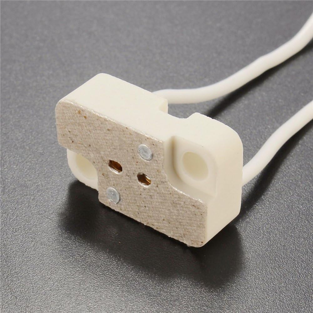 6 Pack G4 GX5.3 Lamp Holder Rectangular Porcelain Socket for MR16 MR11 LED CFL Halogen Bulbs with 6" Leads