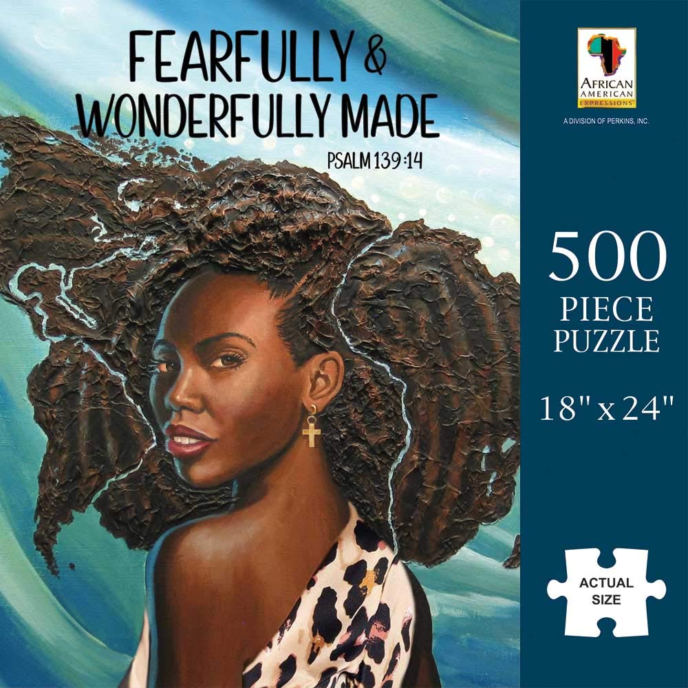 African American Expressions - Wonderfully Made Puzzle – 500-Piece African American Jigsaw Puzzle for Adults | Inspirational Black Girl Puzzle for Art