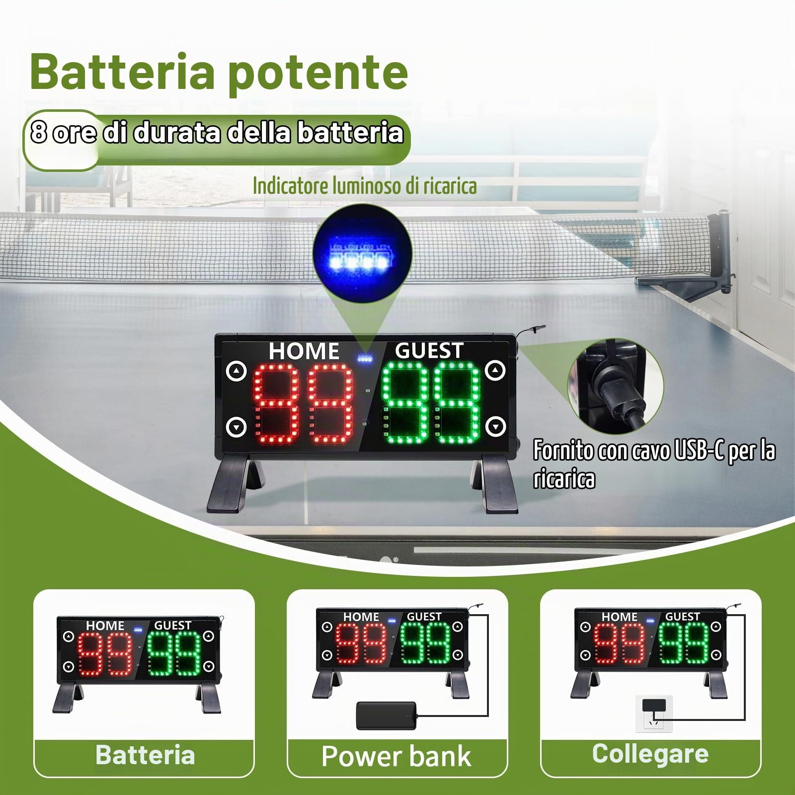YZ Alto grande tabellone segnapunti luminoso di Digital, tabellone segnapunti elettronico all'aperto portatile con telecomando, portiere del punteggio per pallacanestro/pickleball/giochi all'aperto