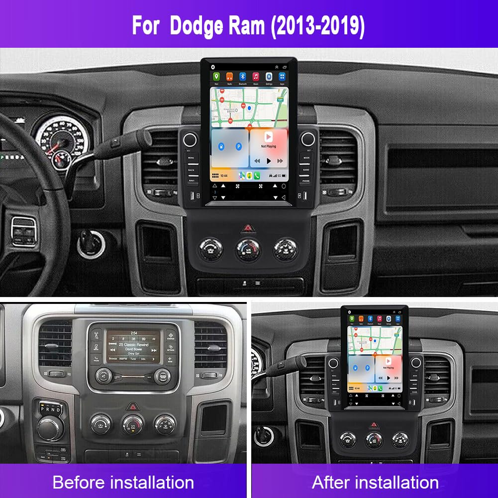 EUBUY Car Radio Stereo for Dodge Ram 1500 3500 2013-2018 Support Wireless Carplay Android Auto, 9.7inch Touch Screen Stereo with Bluetooth WiFi, Backup Camera