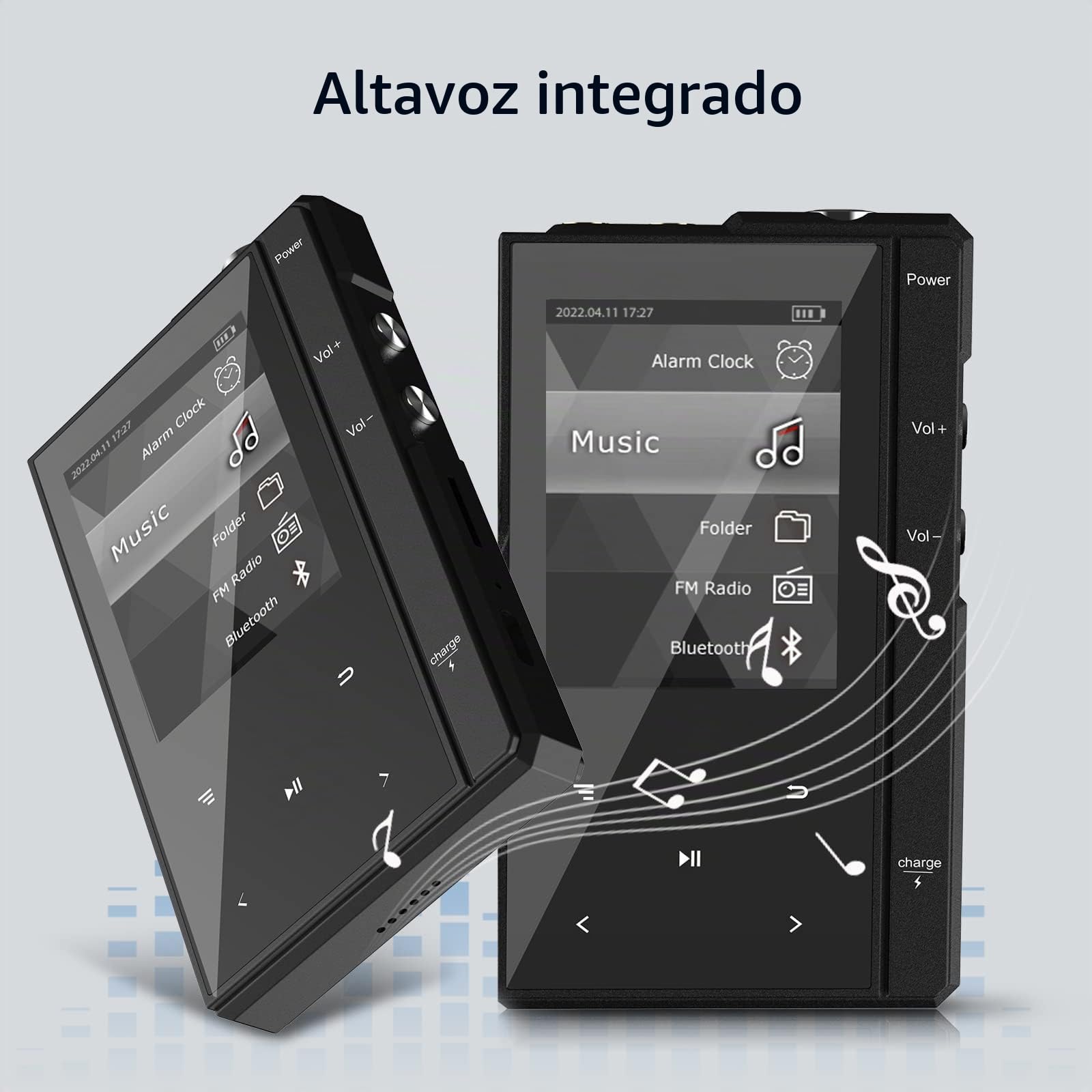 Reproductor MP3 de 96 GB con 90 Horas de Autonomía, Bluetooth 5.0, Reproductor de Audio Digital Z6 con Carcasa Metálica Robusta y Duradera, Pantalla IPS de Cristal de 2,4 Pulgadas, Radio FM,